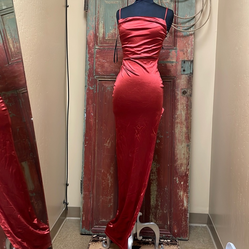 Windsor Lola high slit satin dress